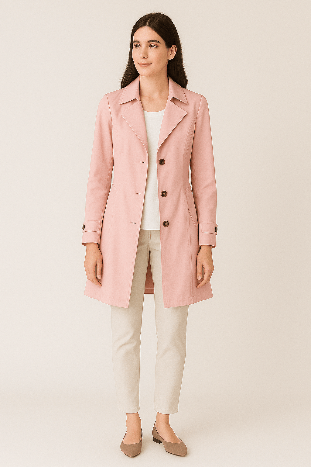 Women’s Trench Coat with Notched Collar