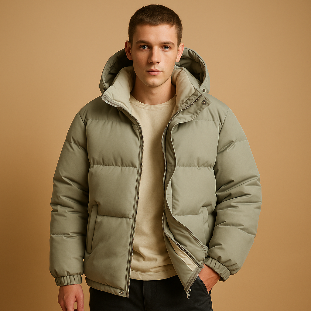 Men's Puffer Jacket with Hood – Quilted Winter Coat